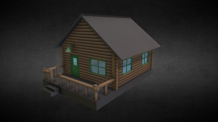 Wooden Log House 3D Model