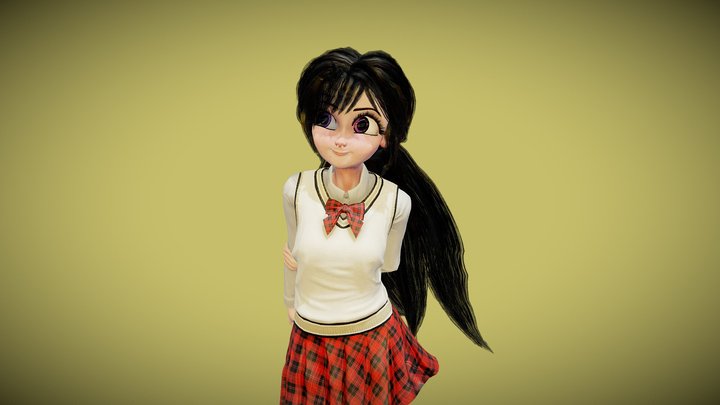 Stylized Female Student 3D Model