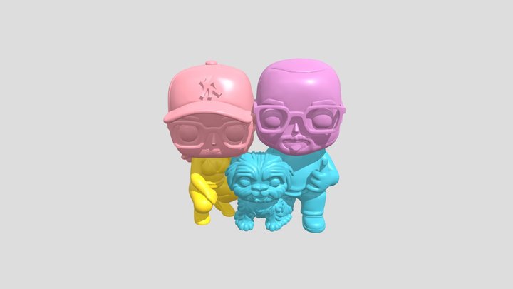 Two people and a dog figurine 3D Model