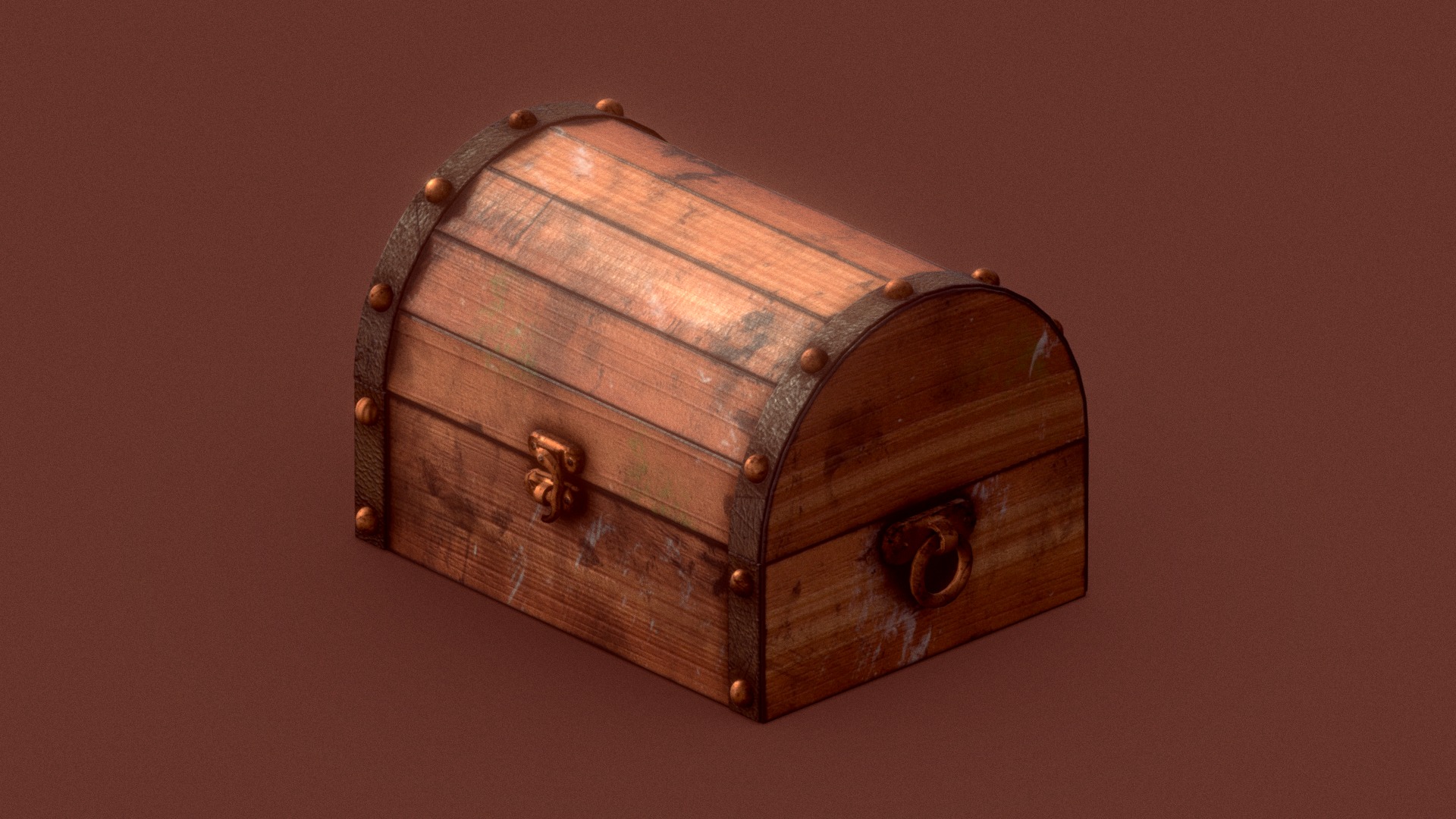 3D model CHEST V1 - This is a 3D model of the CHEST V1. The 3D model is about a wooden chest with a metal handle.