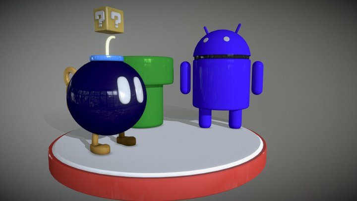 Modelos 3D - Mario Bros,Pipe & Bob-Omb e Android 3D Model