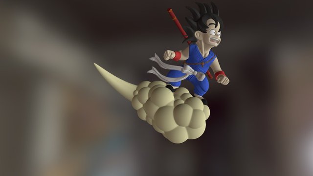Goku on Nimbus 3D Model