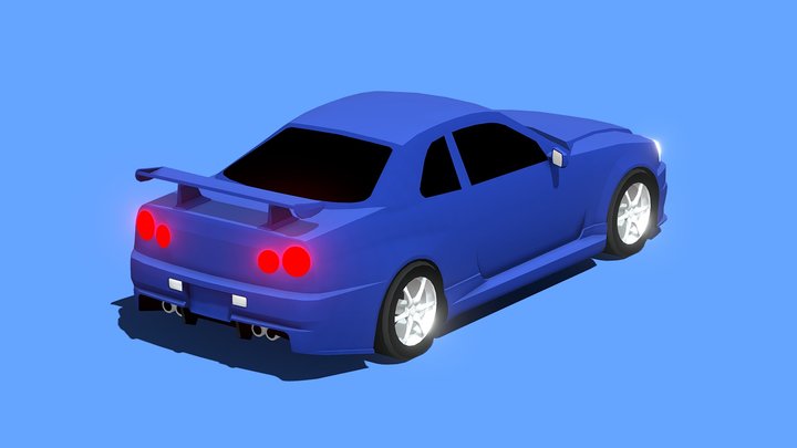 STYLIZED: Nissan GT-R R34 Drift Car 3D Model