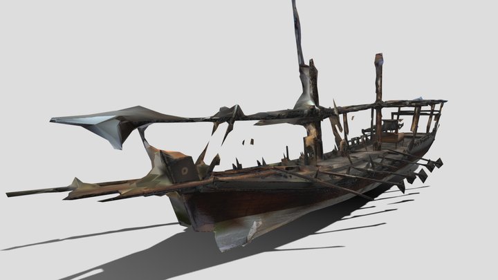 Two mast sailing and rowing boat 3D Model