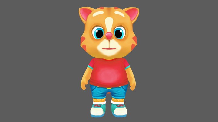 Cat Low poly Animated Rigged 3D Model