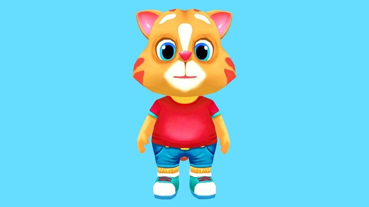 Cat Low poly Animated Rigged 3D Model