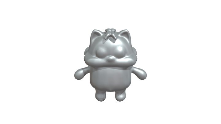 Chubby cartoon cat character 3D Model