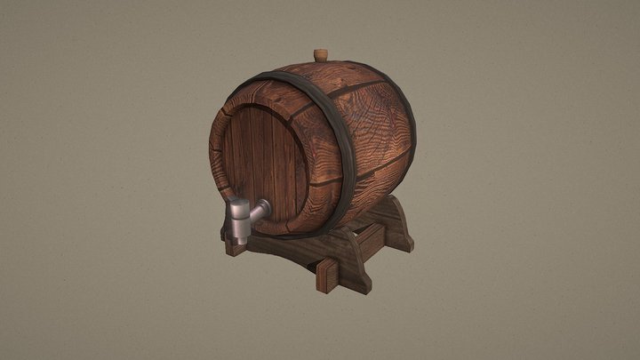 Oak barrel 3D Model