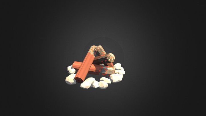 Campfire Low Poly Pixel Texture 3D Model