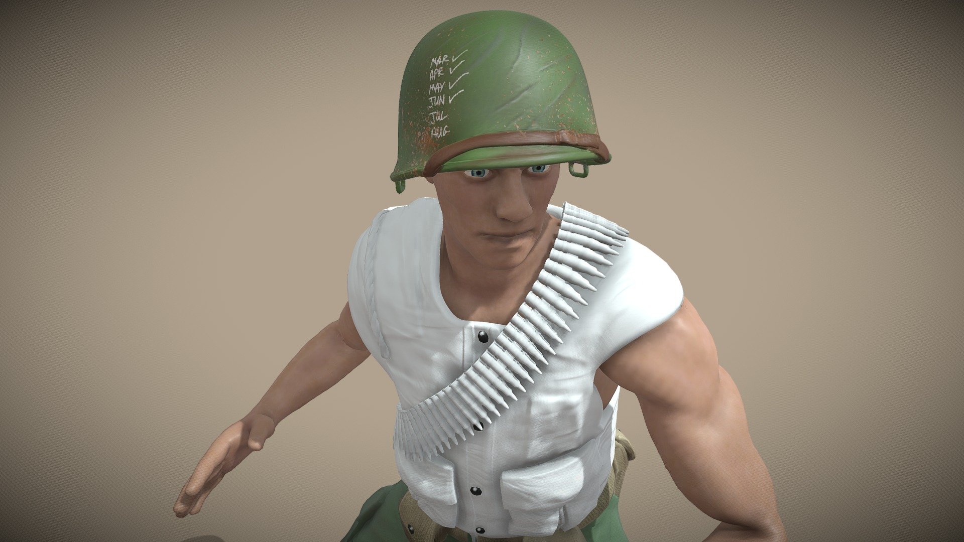 Animated US Soldier Flies Backward Loop