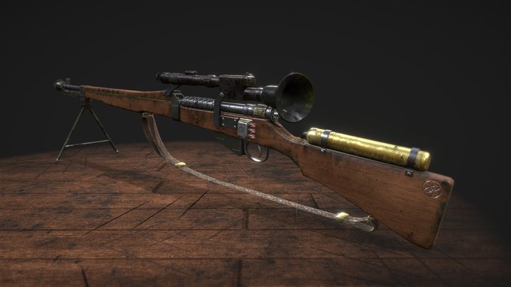 WW1 style railgun sniper 3D Model