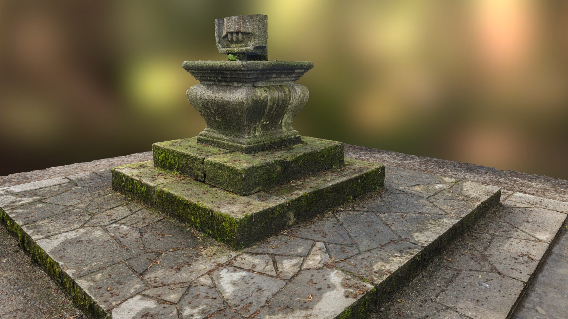 Mossy stone pedestal scan