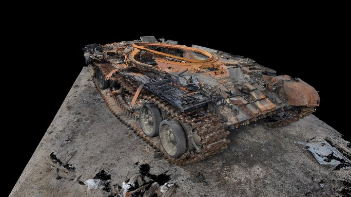 Wrecked tank. Skybyn village 3D Model