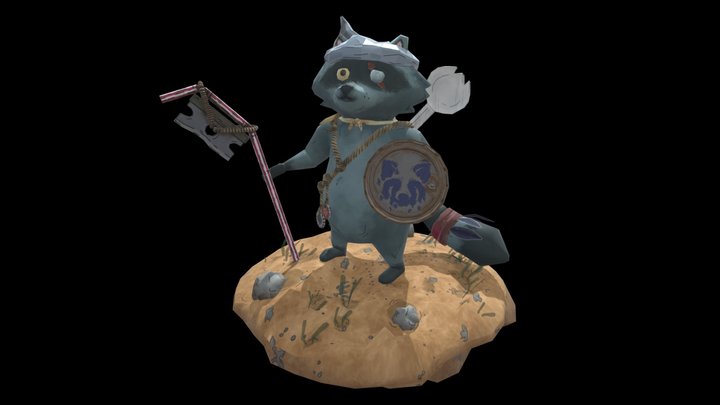 Viking Raccoon 3D Model