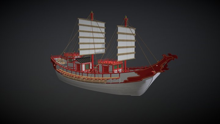 遣唐使 Japanese mission ship 7th Century 3D Model