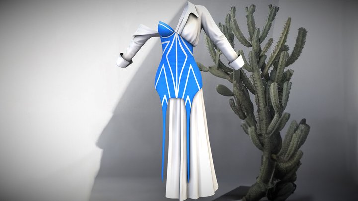 Female Fashion Diva Dress 3D Model