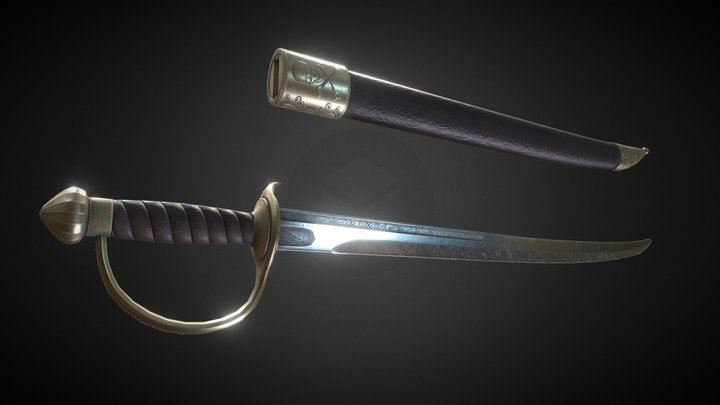 Pirates Cutlass Sword And Sheath 3D Model
