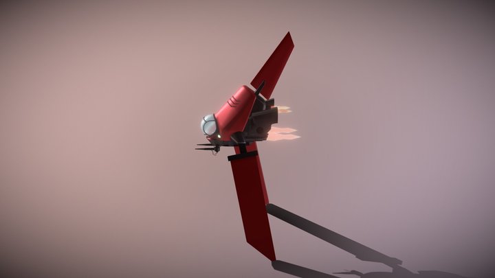 Red Spaceship 3D Model