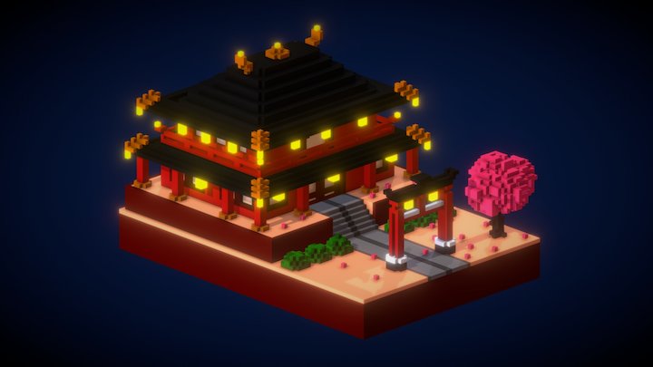 Voxel 3D - Japanese Temple 3D Model