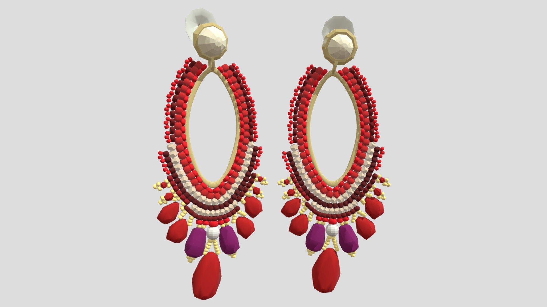 Giant Red Oval Hoops Earings