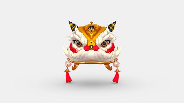 Cartoon chinese lion dance head set 3D Model