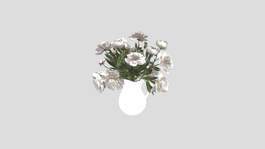 White Peony Bouquet In Ceramic Pitcher