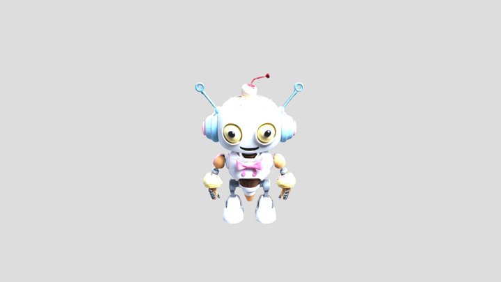 Cute Ice Cream Robot (Game Ready / VR-AR Ready)
