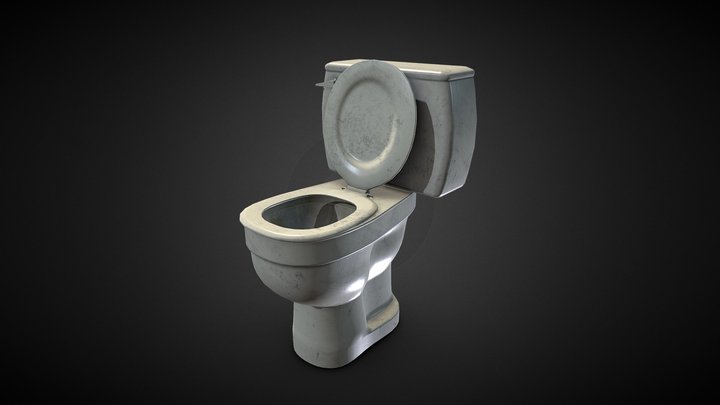 Game Ready - Dirty Old Toilet 3D Model