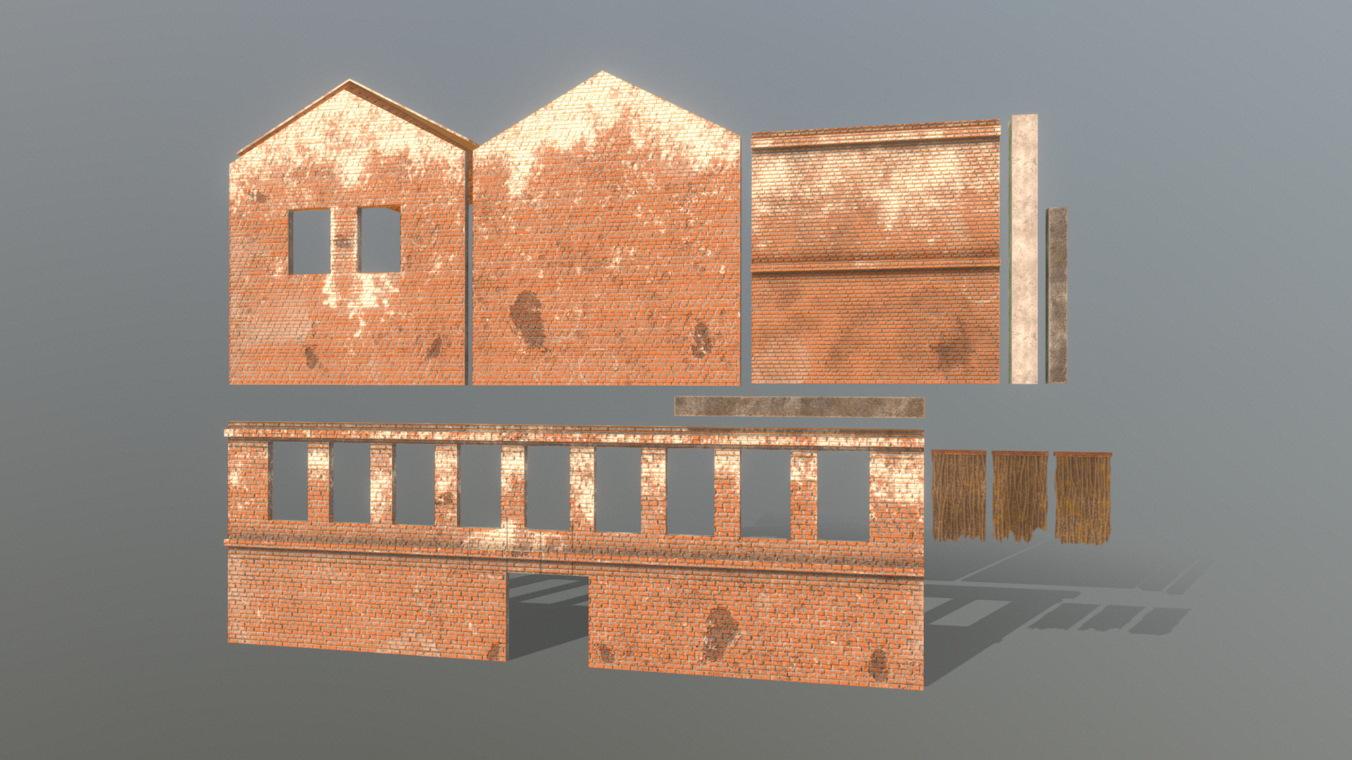 3D model HIE brick Warehouse D180419 - This is a 3D model of the HIE brick Warehouse D180419. The 3D model is about a brick building with a few windows.