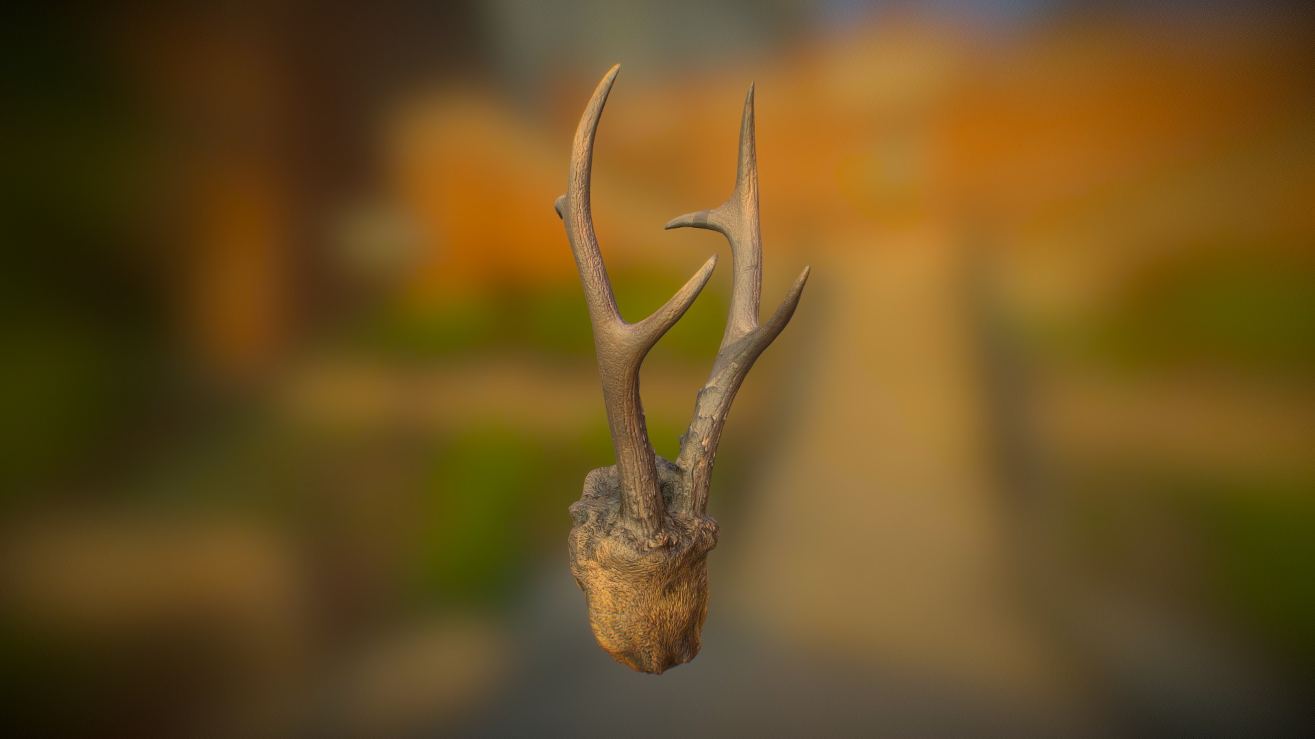 3D model Deer Horns Trophy - This is a 3D model of the Deer Horns Trophy. The 3D model is about a snail on a branch.