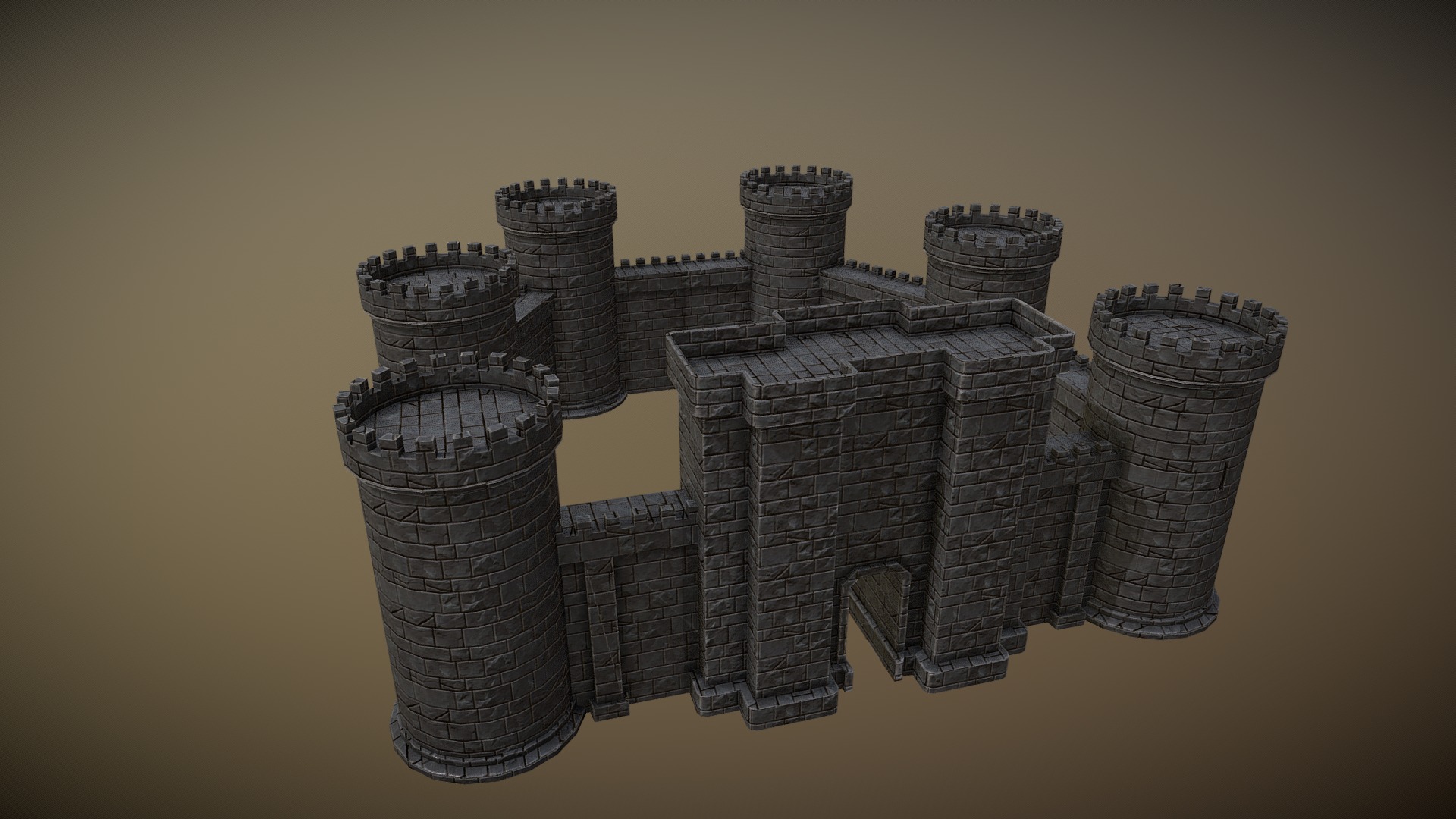 3D model Medieval Castle - This is a 3D model of the Medieval Castle. The 3D model is about a stone structure with a few columns.
