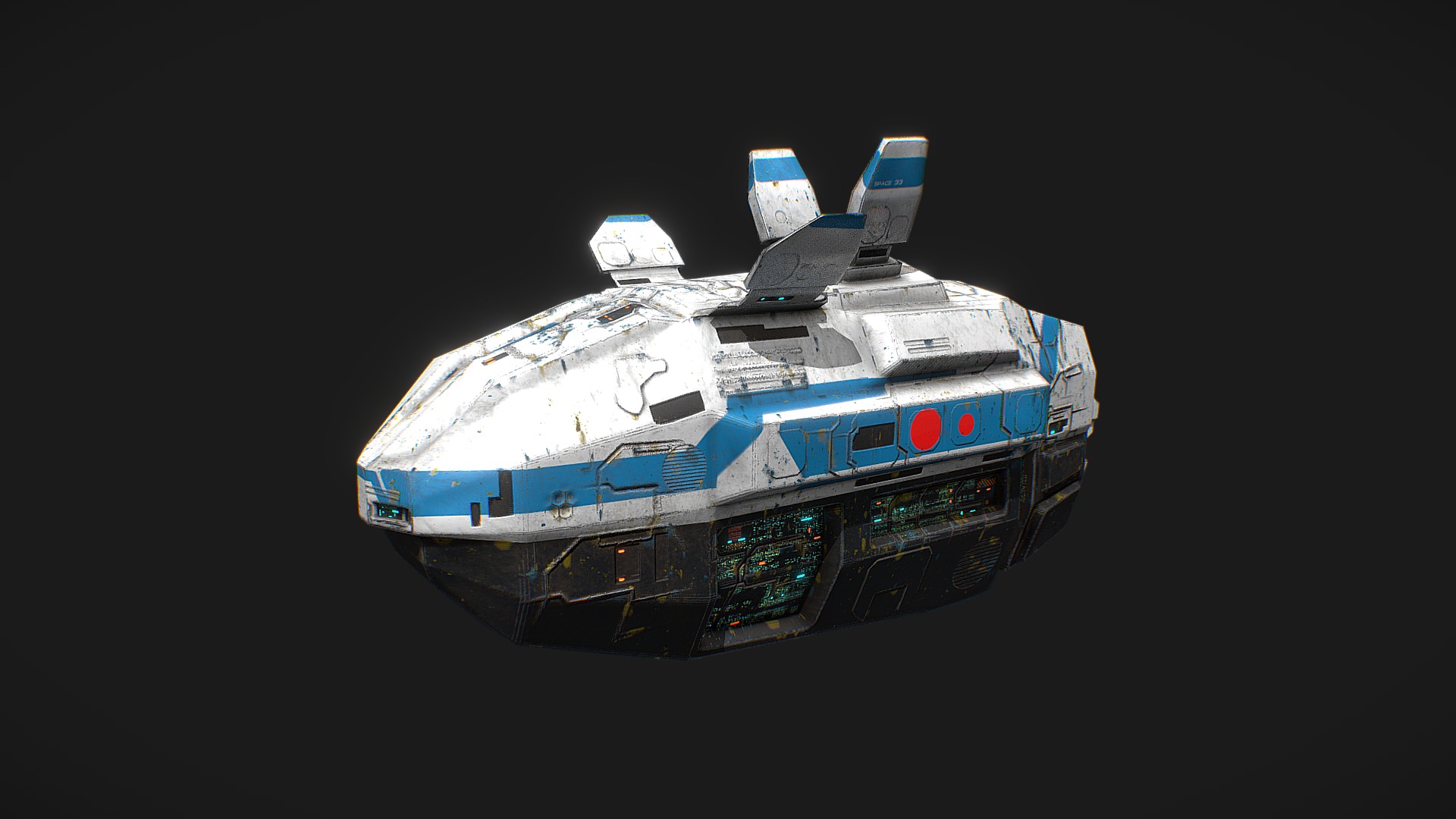3D model Low poly sci fi space cruiser ship - This is a 3D model of the Low poly sci fi space cruiser ship. The 3D model is about a model of a spaceship.
