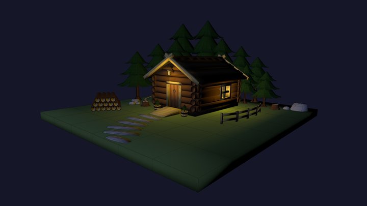 3D Cabin Scene 3D Model