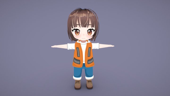 Anime Character -worker girl 3D Model