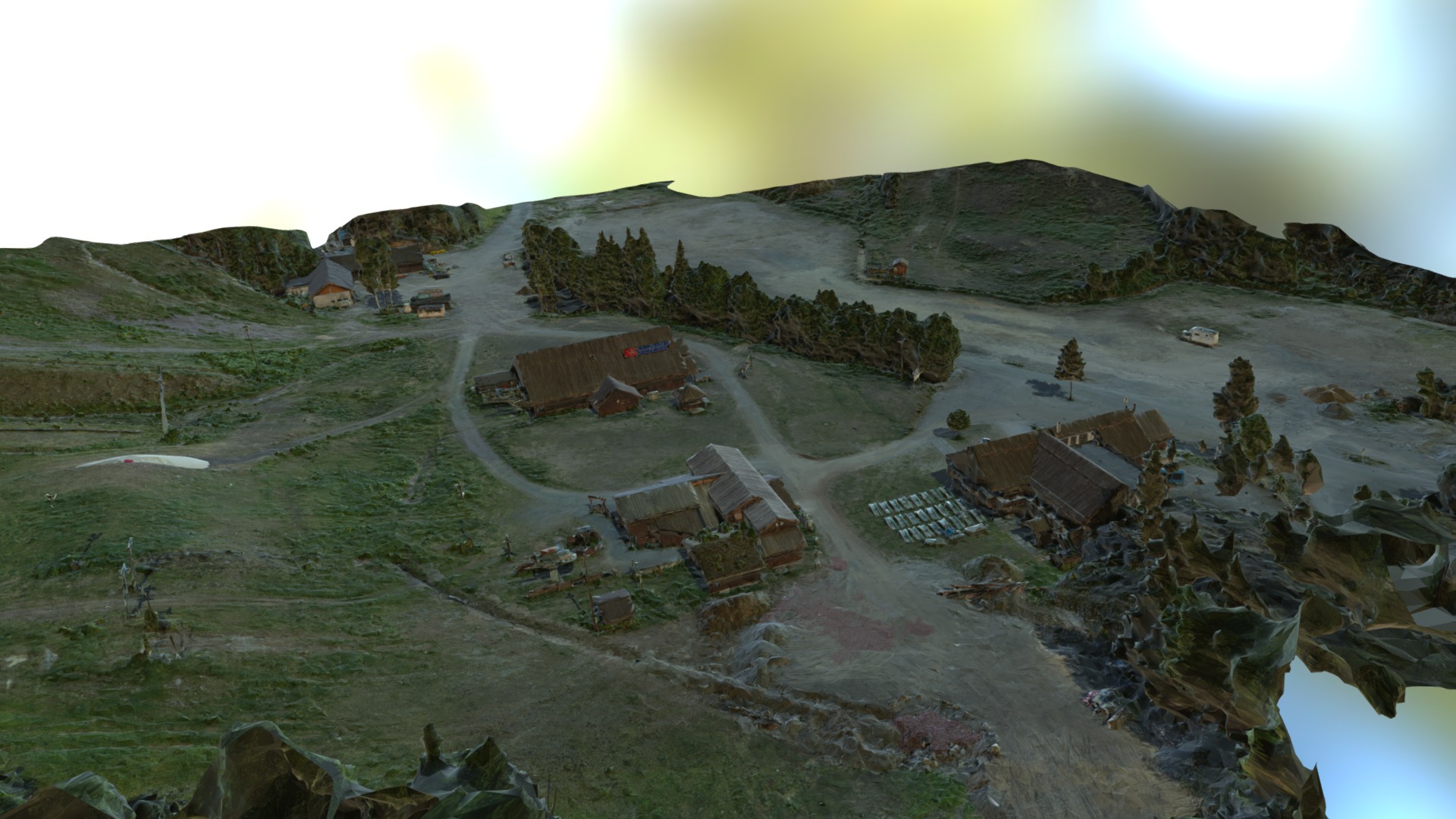 3D model Kongsberg Ski Center - This is a 3D model of the Kongsberg Ski Center. The 3D model is about a group of houses on a hill.