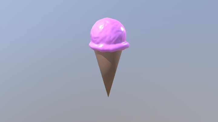 Strawberry Ice Cream with Chocolate Cone 3D Model