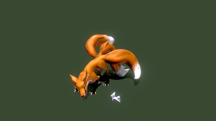 A fox mocks a rabbit toy 3D Model