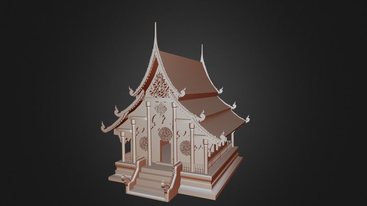 Thai Lanna Buddhist Temple 3D Model