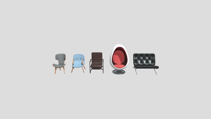 Lowpoly chairs 3D Model