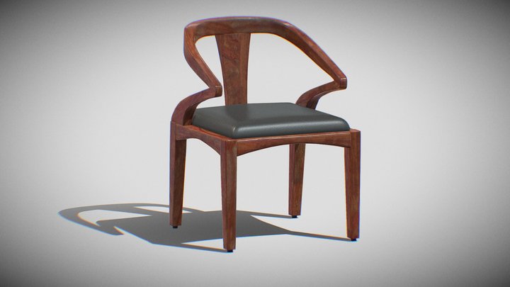 Elegant Arm-Chair teak finish 3D Model
