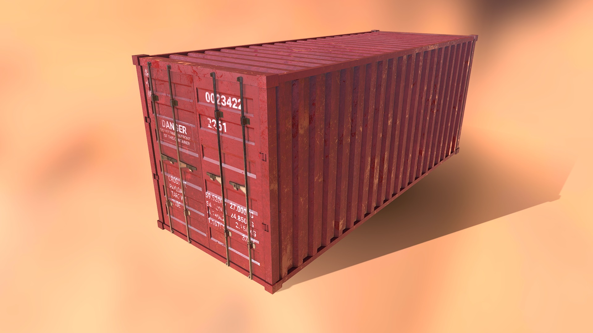 3D model Container Game Asset - This is a 3D model of the Container Game Asset. The 3D model is about a red rectangular object with a black background.