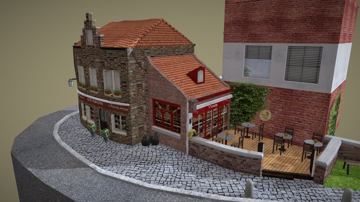 3D Low Poly - Cityscene -  Bruges 3D Model