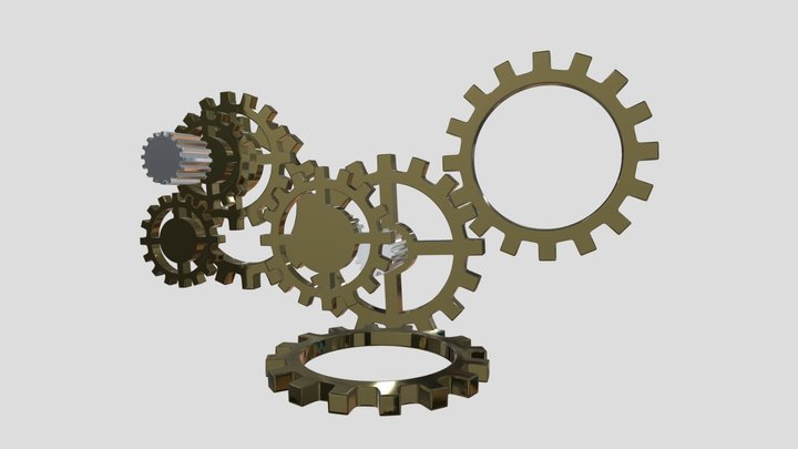 Set of Gears Rigged 3d model. Free download.