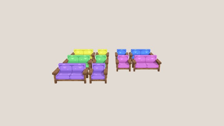 Minecraft furniture set 3D Model