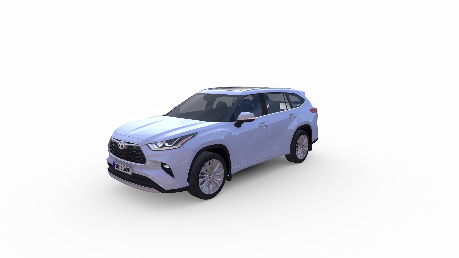 3D model Toyota Highlander 2020 - This is a 3D model of the Toyota Highlander 2020. The 3D model is about a white car with a black background.