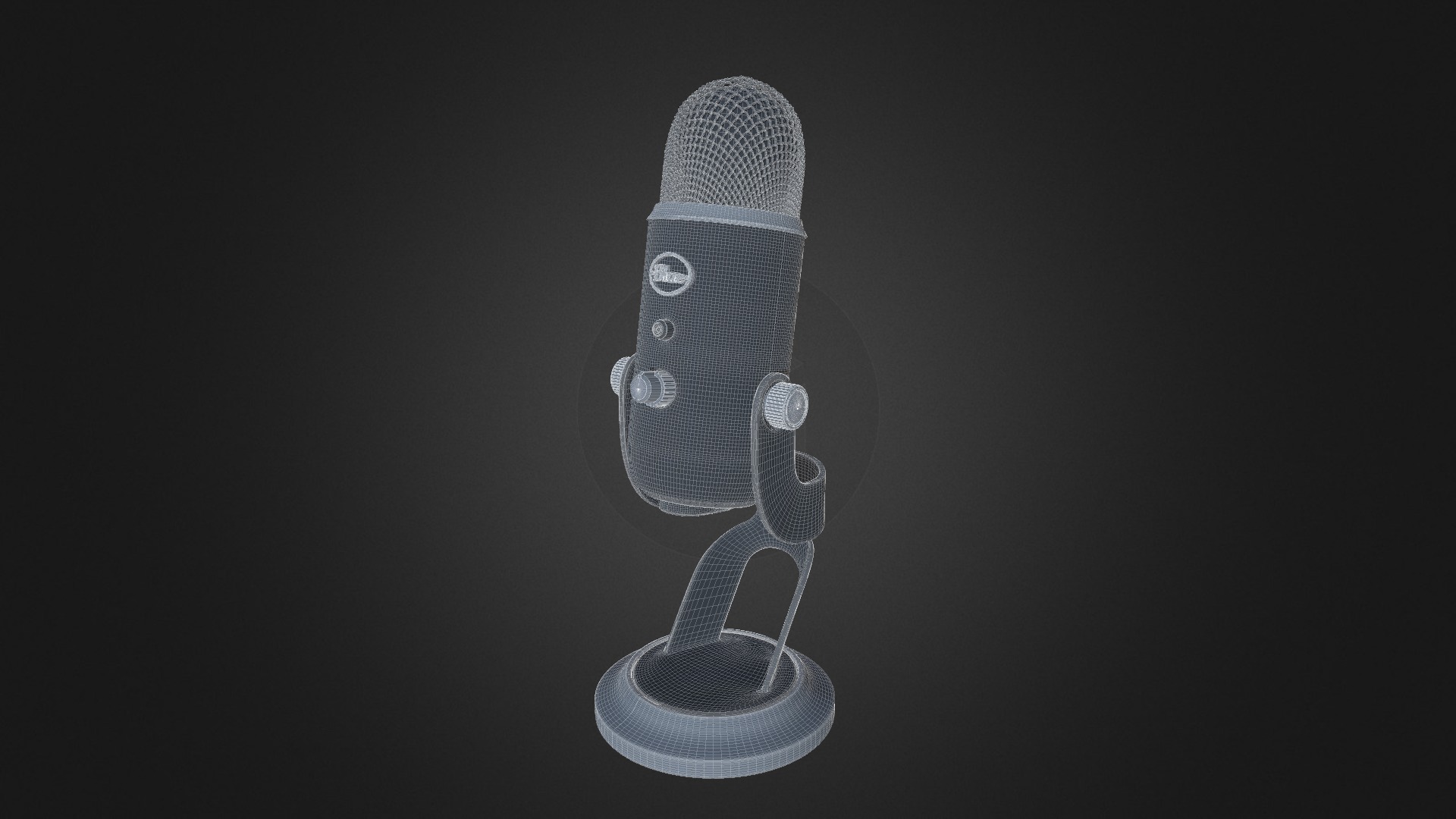 3D model Blue yeti Microphone - This is a 3D model of the Blue yeti Microphone. The 3D model is about a light bulb with a black background.