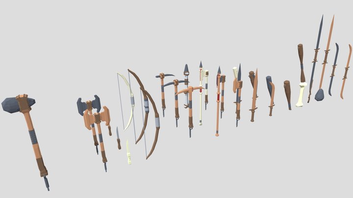Low Poly Survival Tools Pack 3D Model