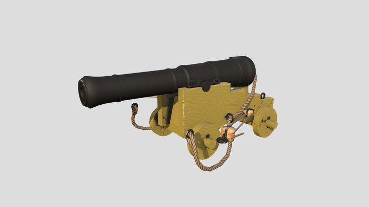 Naval 6pdr cannon - Armstrong pattern (low-poly) 3D Model