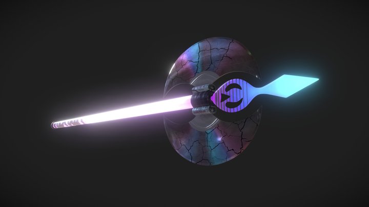 Retrowave neon axe 3D Model