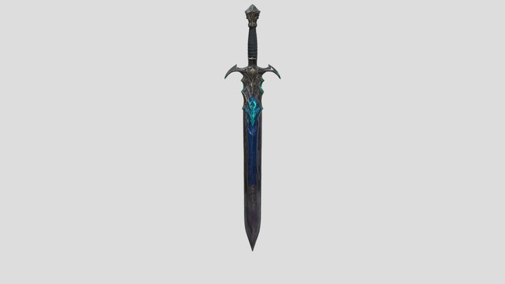Dark Blade Sword with glowing lines 3D Model